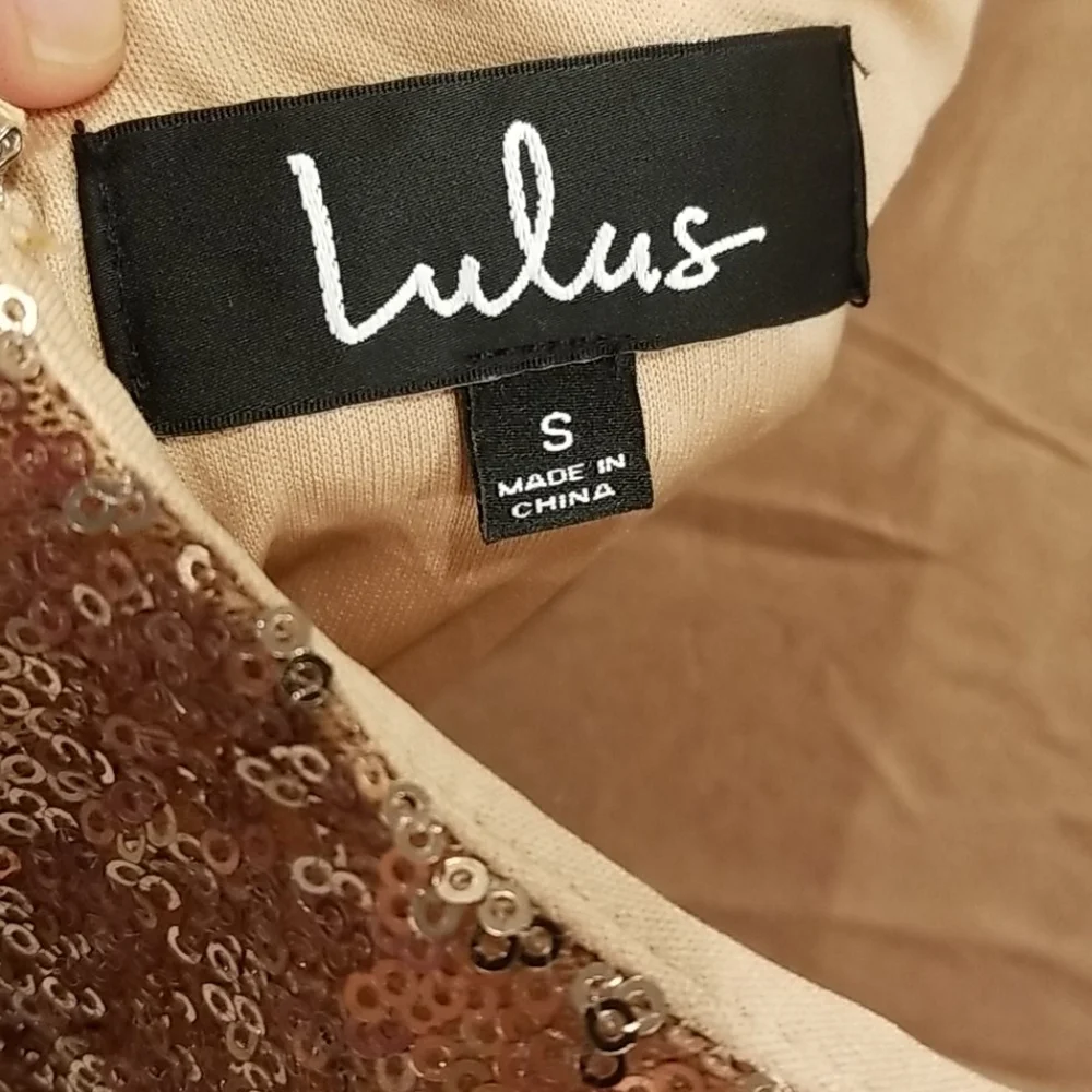 💕LULU'S💕 Delightful Ways Rose Gold Sequin Dress - Picture 11 of 11